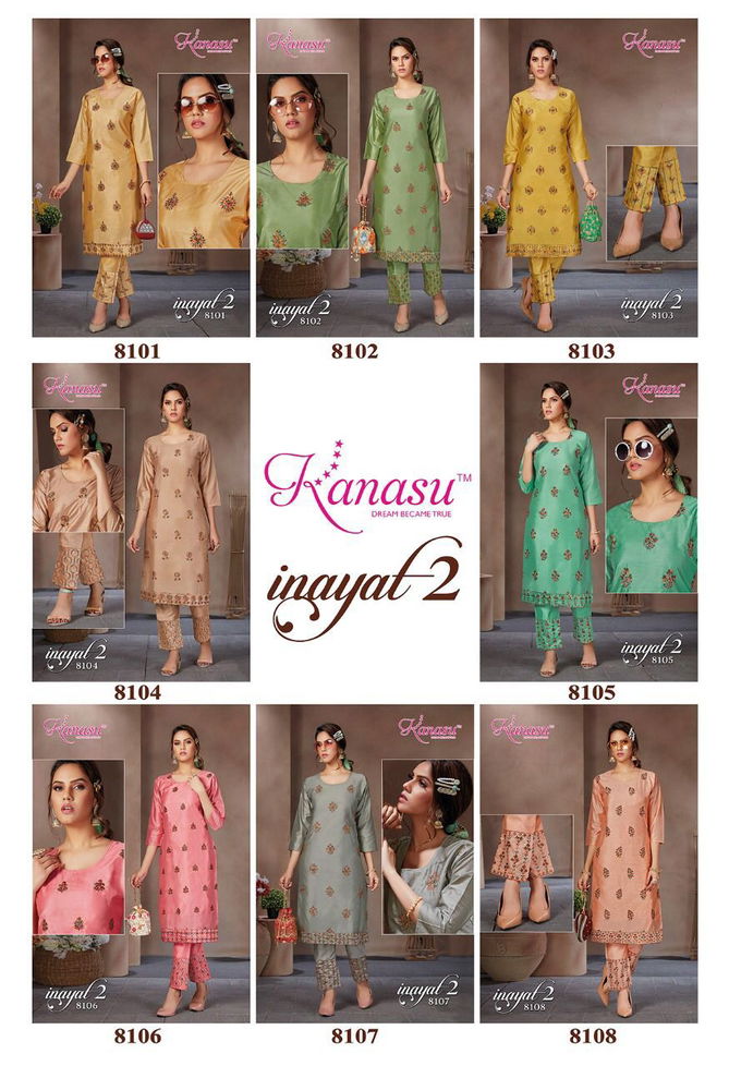 Kanasu Inayat 2 Silk Latest Fancy Wear Kurti With Bottom Latest Collection